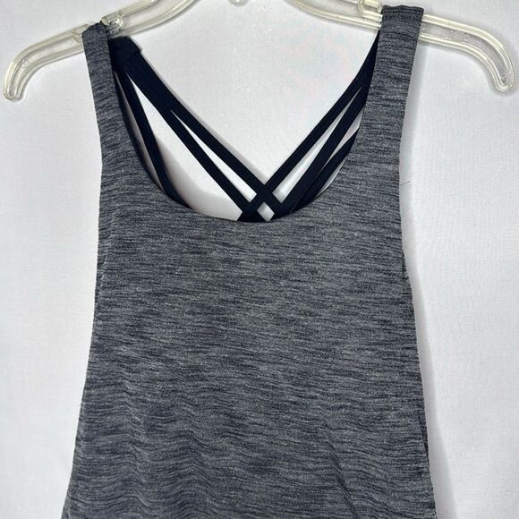 Lululemon Free To Be Serene Gray/Black Strappy Open Back Women's Tank Top. Sz 6. - Picture 3 of 7